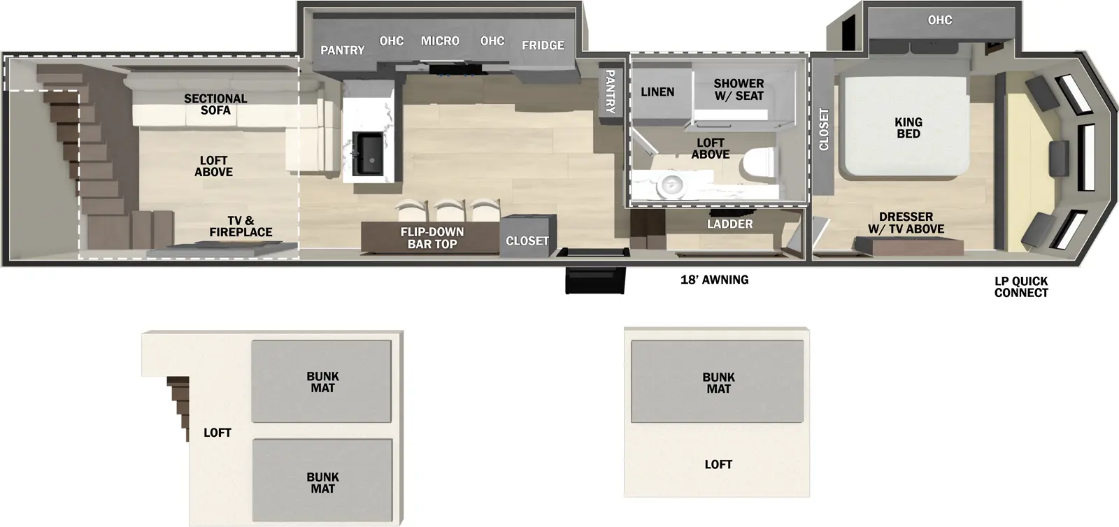 Cedar Creek Cottage Fifth Wheels 41FWC Floorplan